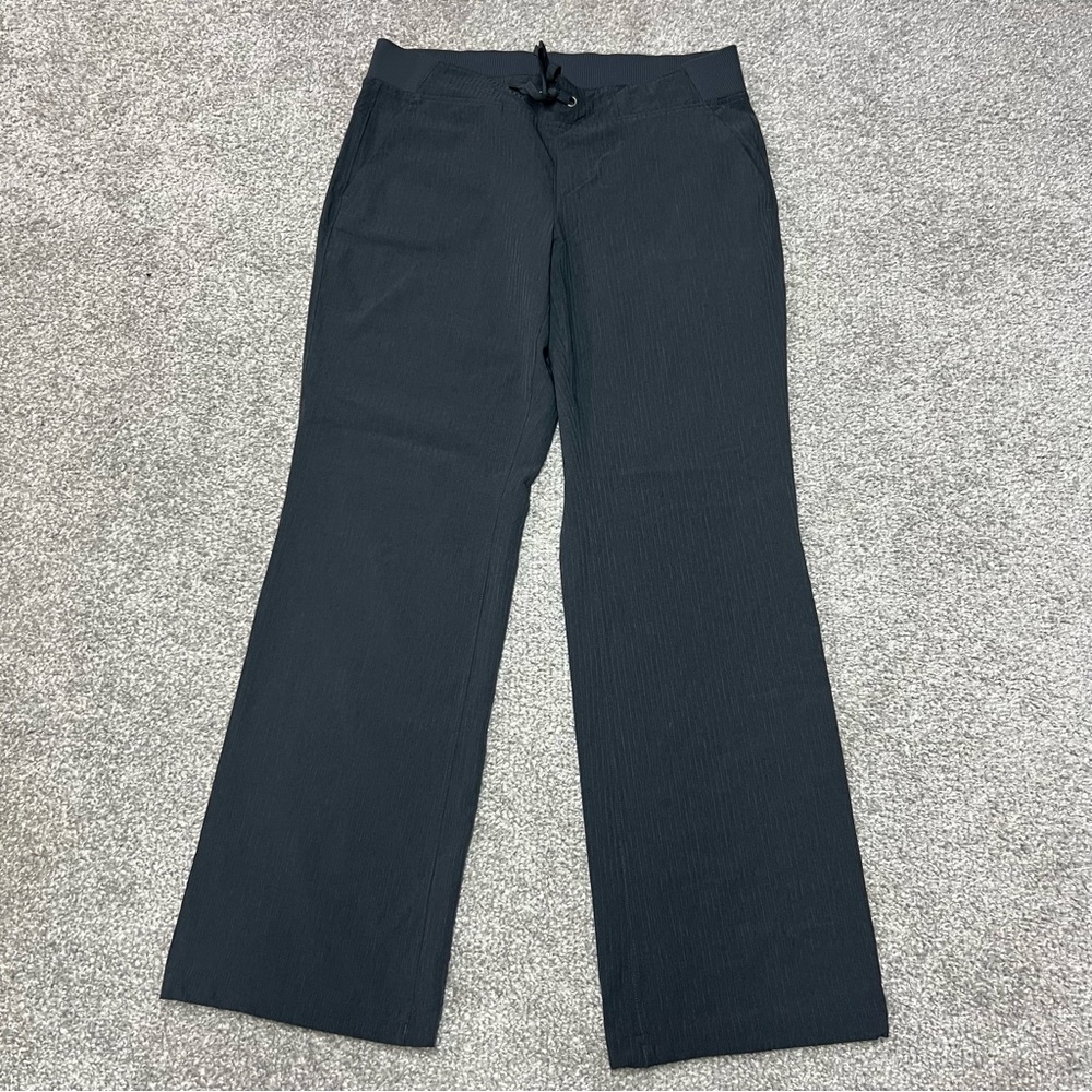 Athleta Midtown Trouser Womens 10 Gray Flare Wide Leg Pants Drawstring Pull On
